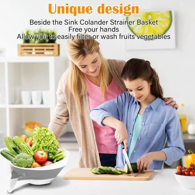 Alt view image 7 of 7 - Collapsible Colander - Small Strainer Basket, Side-Drain Design, Dishwasher Safe Food Strainer for Pasta, Fruits, Vegetables