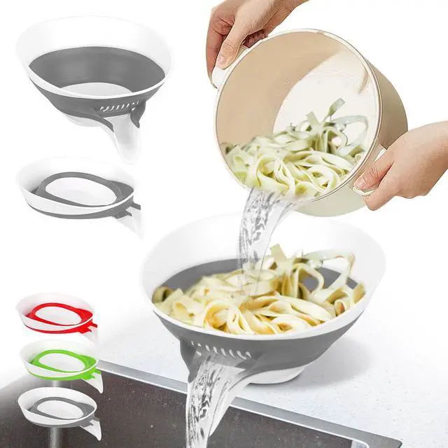 Main image of Collapsible Colander - Small Strainer Basket, Side-Drain Design, Dishwasher Safe Food Strainer for Pasta, Fruits, Vegetables