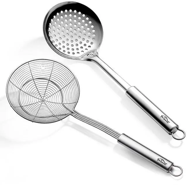 Main image of Spider Strainer Skimmer Ladle 2 Pieces, Stainless Steel Kitchen Skimmer Slotted Spoons for for Straining Pasta/Cooking/Frying, Kitchen Utensils Wire Strainer Pasta Spoon