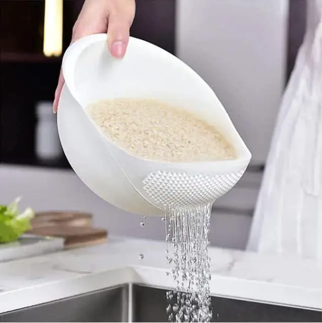 Alt view image 2 of 6 - Kitchen Colander Bowl Combo Strainer for Rice, Pasta, Vegetables, Fruits (White)