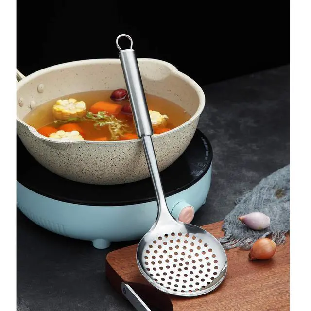 Alt view image 2 of 5 - Stainless Steel Cooking Skimmer - Slotted Spoon for Straining, Ideal for Kitchen Use
