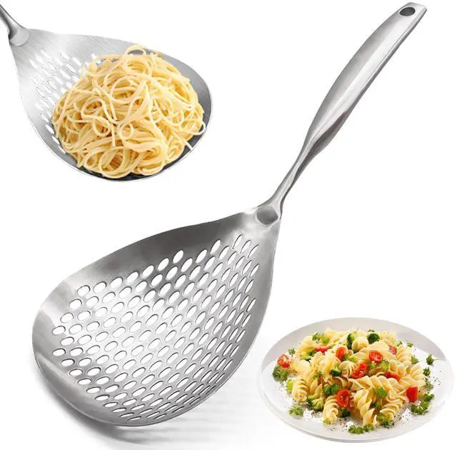Main image of Skimmer Slotted Spoon, 304 Stainless Steel Skimmer Ladle Spoon Spider Strainer for Cooking and Frying, Pasta Strainer Spoon Frying Kitchen Cooking Colander