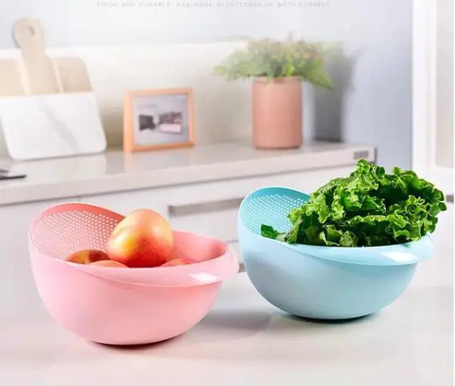 Alt view image 6 of 6 - Kitchen Colander Bowl Combo Strainer for Rice, Pasta, Vegetables, Fruits (White)