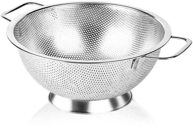 Main image of 304 Stainless Steel Colander, Micro-Perforated 3-Quart Strainer with Base, Dishwasher Safe. Great for Pasta, Noodles, Vegetables & Fruits