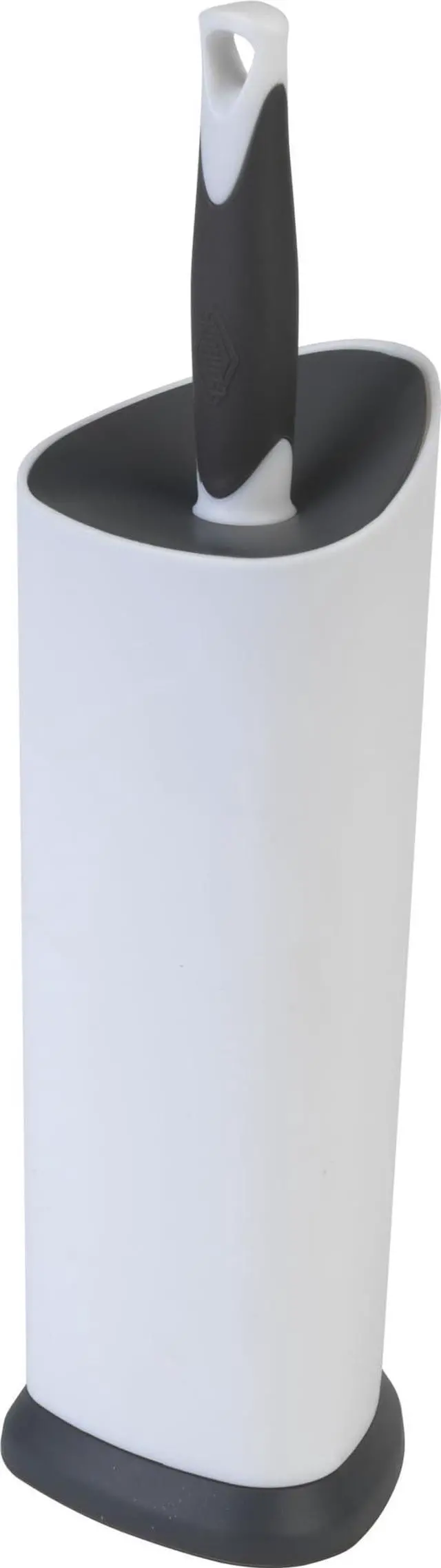 Main image of Covered Toilet Brush and Caddy with Splash Guard & Non-Skid Base, 2-Piece, White
