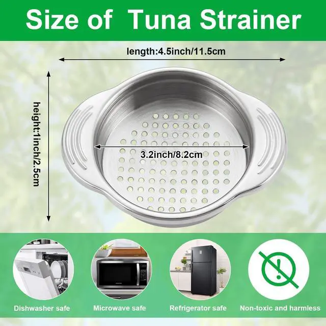 Alt view image 2 of 7 - 2 Pcs Stainless Steel Strainer, Metal Sieve Can Drainer, Food Grade Dishwasher Safe Tuna Press Oil Drainer Filter Colander for Kitchen Canned Beans Vegetables