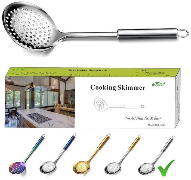 Main image of Stainless Steel Cooking Skimmer - Slotted Spoon for Straining, Ideal for Kitchen Use