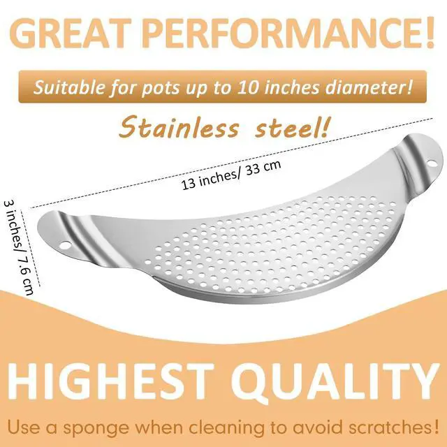 Alt view image 2 of 7 - 2 Pieces Pot Strainer with Handle Stainless Steel Colander Pasta Drainer Pan Pot Strainer with Recessed Hand Grips Suitable for Kitchen Different Sizes up to 10 Inches