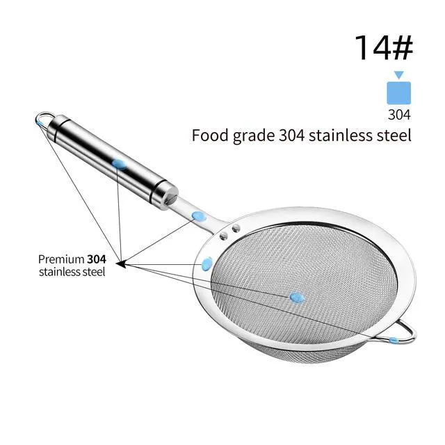 Alt view image 2 of 7 - 304 Stainless Steel Fine Mesh Strainers for Kitchen, Colander-Skimmer with Handle, Sieve Sifters for Food, Tea, Rice, Oil, Noodles, Fruits, Vegetable 5.51 inch Medium