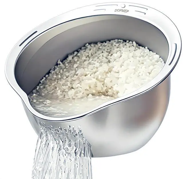 Main image of Rice Washer Strainer Bowl Stainless Steel Colander with Side Drainer