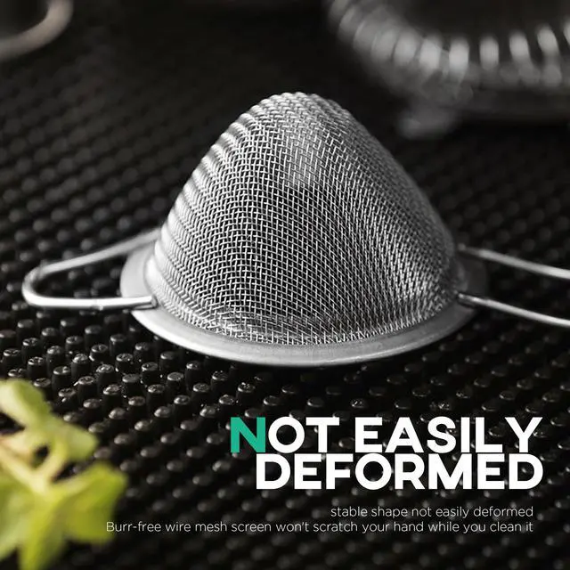 Alt view image 5 of 7 - 3.3" Fine Mesh Strainer for Kitchen, 304 Stainless Steel Cocktail Sieve Sifters For Food, Liquid Drink Strainers Cup for Tea, Rice, Oil, Noodles, Fruits, Vegetables (Silver)