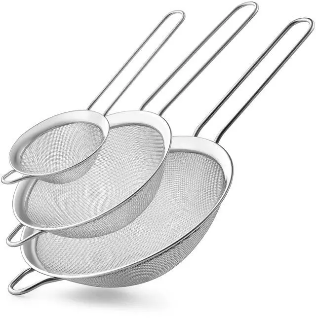 Main image of 3PCS Fine Mesh Strainers for Kitchen, Stainless Steel Metal Wire Sieve Strainer, Food Strainer with Handlle for Sifting, Straining and Cooking