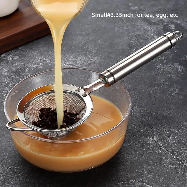 Alt view image 6 of 7 - 304 Stainless Steel Fine Mesh Strainers for Kitchen, Colander-Skimmer with Handle, Sieve Sifters for Food, Tea, Rice, Oil, Noodles, Fruits, Vegetable