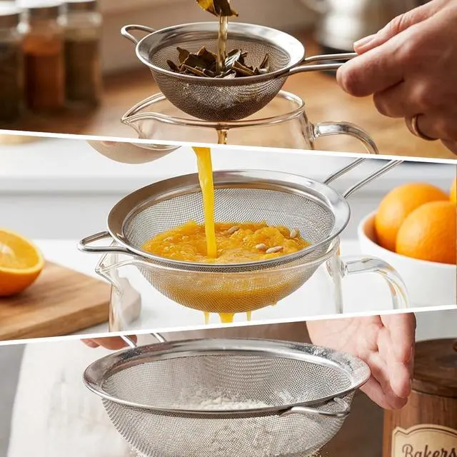 Alt view image 3 of 6 - 3PCS Fine Mesh Strainers for Kitchen, Stainless Steel Metal Wire Sieve Strainer, Food Strainer with Handlle for Sifting, Straining and Cooking
