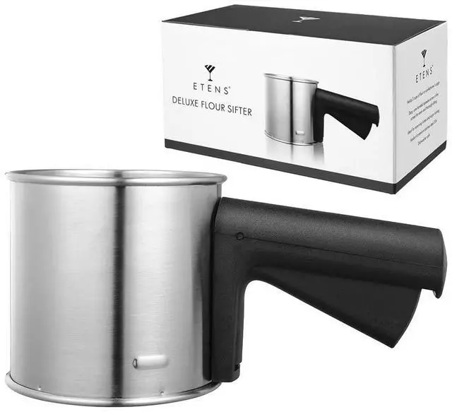 Main image of 3 Cup Flour Sifter for Baking, Handheld Strainer Sifter Stainless Steel, Hand Crank Squeeze Sieve for Baking w/Comfortable Handle for Flour Powdered Sugar Cake - Baker Supplies