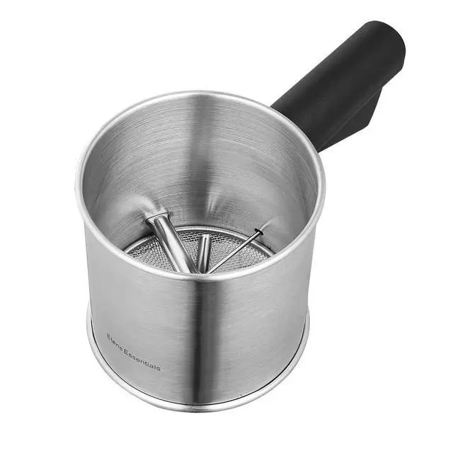 Alt view image 2 of 6 - 3 Cup Flour Sifter for Baking, Handheld Strainer Sifter Stainless Steel, Hand Crank Squeeze Sieve for Baking w/Comfortable Handle for Flour Powdered Sugar Cake - Baker Supplies