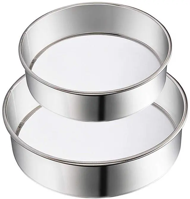Main image of 2 Pack Flour Sifter,Stainless Steel Fine Mesh Strainers Flour Sieve,60 Mesh Round Sifter for Baking Cake Bread (6-Inch and 8-Inch)