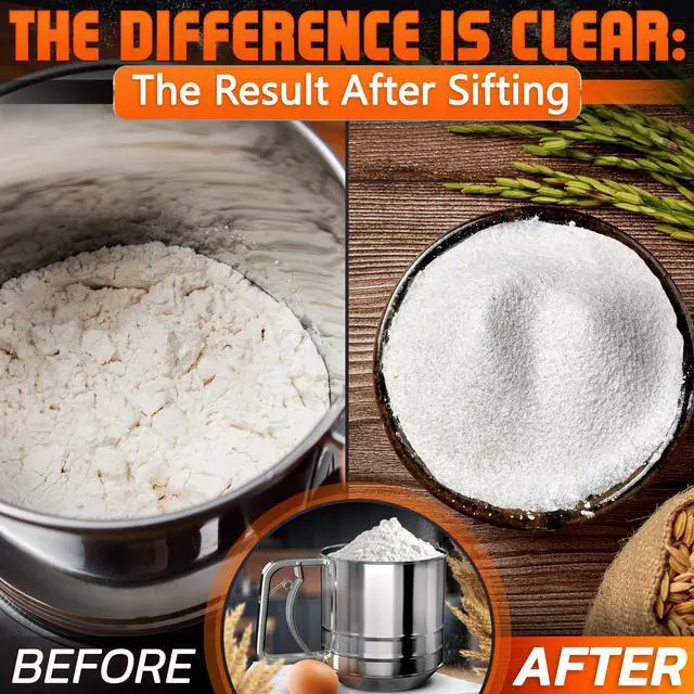 Alt view image 5 of 7 - 5 Cup Flour Sifter for Baking Flour Sifter Stainless Steel with Easy One-Hand Press, Double Mesh, Comfortable Grip, Dishwasher Safe Large Capacity for Batch Baking, Powdered Sugar, Cocoa & Pastry