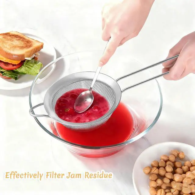 Alt view image 7 of 7 - 3Pcs Fine Mesh Strainer with Handle, Small Sifter Strainers Set, Stainless Steel Sieve Colander for Kitchen Baking Juice Quinoa Food Flour