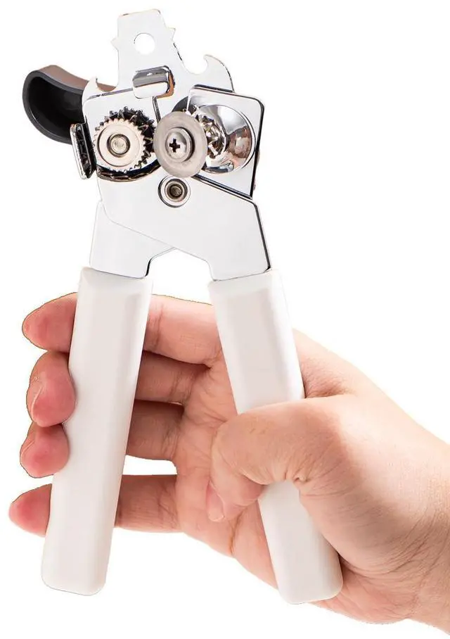 Main image of Can Opener Manual, Can Openers Hand Held with Comfort Anti-Slip Handles, Heavy Duty Stainless Steel Can Opener Smooth Edge and Bottle Openers, Easy Turn Can Openers for Seniors, Kitchen, White