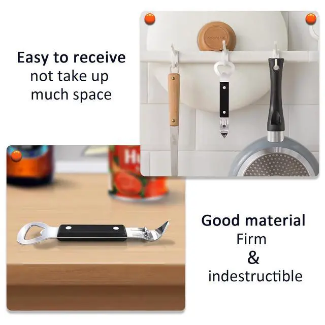 Alt view image 4 of 6 - Can Punch Opener Little Cook Stainless Steel Can & Bottle Opener, Manual 2 in 1 Multifunctional Kitchen Tool, Dishwasher Safe (Black)