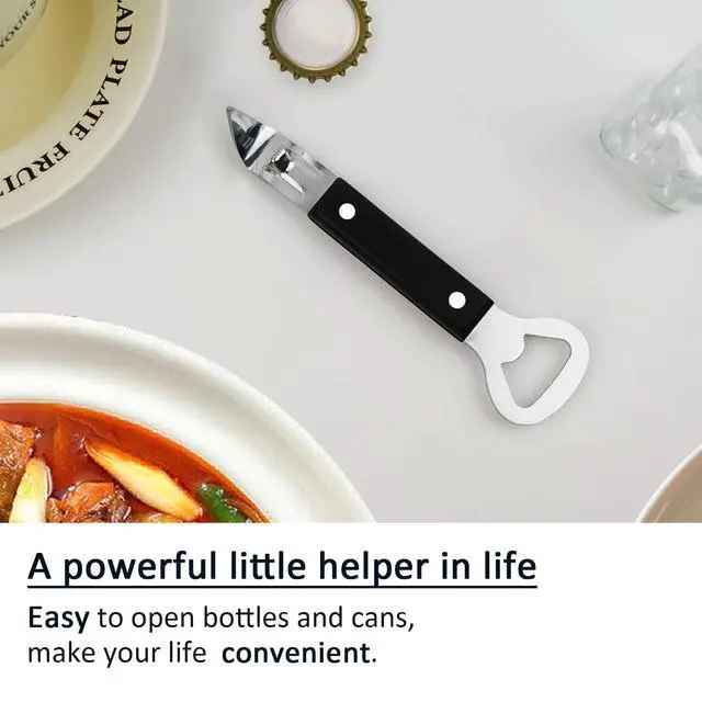 Alt view image 5 of 6 - Can Punch Opener Little Cook Stainless Steel Can & Bottle Opener, Manual 2 in 1 Multifunctional Kitchen Tool, Dishwasher Safe (Black)