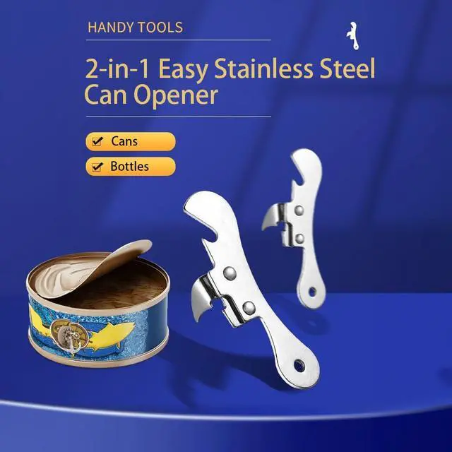 Alt view image 2 of 7 - Can Opener Manual Stainless Steel Camping Can Opener, Portable Bottle Opener (2 Pieces)