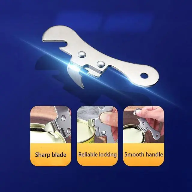Alt view image 4 of 7 - Can Opener Manual Stainless Steel Camping Can Opener, Portable Bottle Opener (2 Pieces)