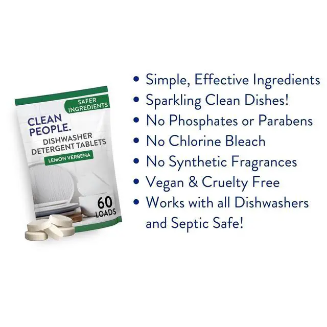 Alt view image 5 of 7 - Dishwasher Tablets - Cuts Grease & Rinses Sparkling Clean - Residue-Free - Phosphate Free Dishwashing Tablets (60 Count, Lemon Verbena)