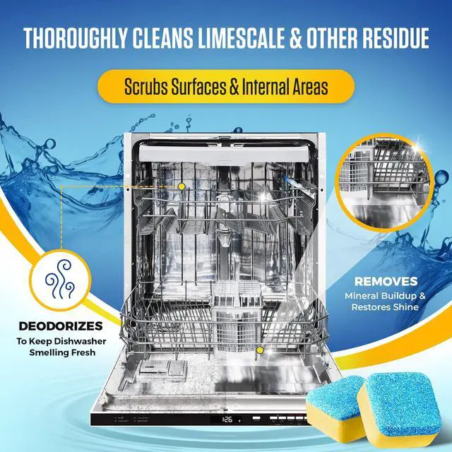 Alt view image 2 of 6 - Dishwasher Cleaner Tablets - 24 Tablets (1-Year Supply) Lemon-Scented, Heavy Duty Cleaning Descaler Pods for Dish Washer, Deep Cleans & Maintains Your Dishwashing Machine for Optimal Performance