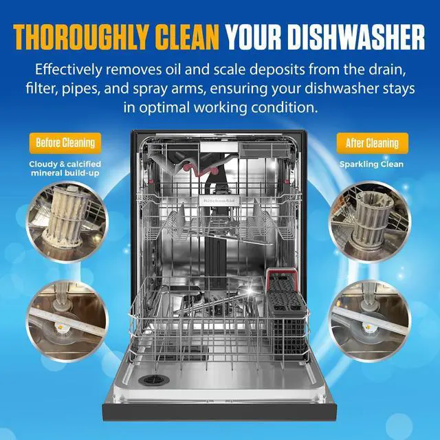 Alt view image 3 of 6 - Dishwasher Cleaner Tablets - 24 Tablets (1-Year Supply) Lemon-Scented, Heavy Duty Cleaning Descaler Pods for Dish Washer, Deep Cleans & Maintains Your Dishwashing Machine for Optimal Performance