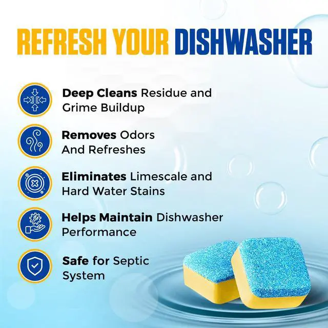 Alt view image 5 of 6 - Dishwasher Cleaner Tablets - 24 Tablets (1-Year Supply) Lemon-Scented, Heavy Duty Cleaning Descaler Pods for Dish Washer, Deep Cleans & Maintains Your Dishwashing Machine for Optimal Performance