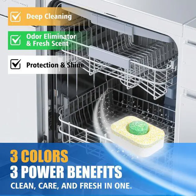 Alt view image 2 of 7 - Dishwasher Cleaner Tablets - Dishwasher Cleaner And Deodorizer Tablets Lemon Scented, Heavy Duty Deep Clean Descaler Pods for Septic Safe, Prevents Buildup & Odor, Natural Limescale Remover (32 Pack)