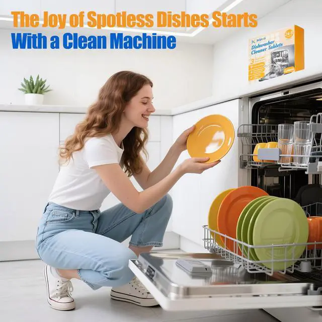 Alt view image 6 of 7 - Dishwasher Cleaner Tablets - Dishwasher Cleaner And Deodorizer Tablets Lemon Scented, Heavy Duty Deep Clean Descaler Pods for Septic Safe, Prevents Buildup & Odor, Natural Limescale Remover (32 Pack)
