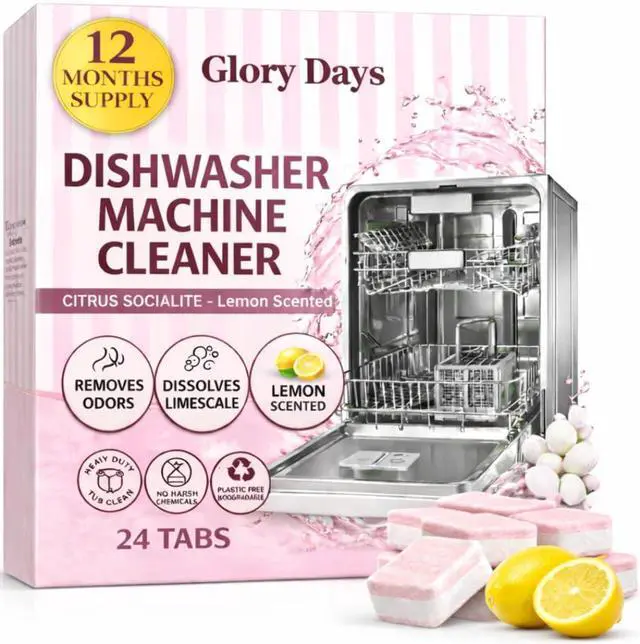 Main image of Dishwasher Cleaner And Deodorizer Tablets - 1 Year Supply Lemon Citrus Dishwasher Cleaning Tablets - Deep Cleaning Removes Limescale and Odors - Eco-friendly Dish Washer Machine Cleaner - Septic Safe