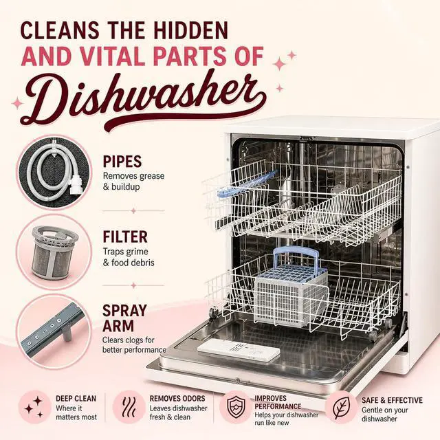Alt view image 2 of 7 - Dishwasher Cleaner And Deodorizer Tablets - 1 Year Supply Lemon Citrus Dishwasher Cleaning Tablets - Deep Cleaning Removes Limescale and Odors - Eco-friendly Dish Washer Machine Cleaner - Septic Safe