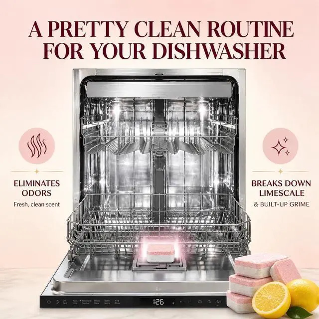 Alt view image 3 of 7 - Dishwasher Cleaner And Deodorizer Tablets - 1 Year Supply Lemon Citrus Dishwasher Cleaning Tablets - Deep Cleaning Removes Limescale and Odors - Eco-friendly Dish Washer Machine Cleaner - Septic Safe
