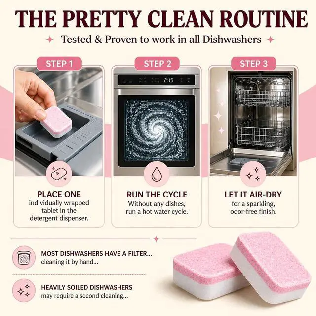 Alt view image 4 of 7 - Dishwasher Cleaner And Deodorizer Tablets - 1 Year Supply Lemon Citrus Dishwasher Cleaning Tablets - Deep Cleaning Removes Limescale and Odors - Eco-friendly Dish Washer Machine Cleaner - Septic Safe