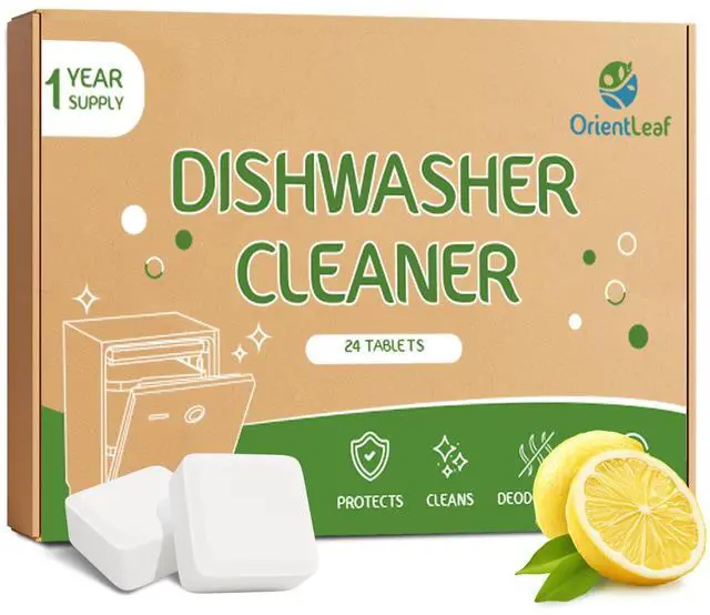 Main image of Dishwasher Cleaner And Deodorizer 24 Pack, 1 Year Supply Dishwasher Cleaning Tablets, Descaler, Removes Limescale, Hard Water Marks, Grease and Odors, Lemon Scent