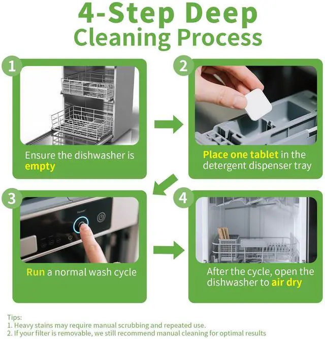 Alt view image 5 of 6 - Dishwasher Cleaner And Deodorizer 24 Pack, 1 Year Supply Dishwasher Cleaning Tablets, Descaler, Removes Limescale, Hard Water Marks, Grease and Odors, Lemon Scent