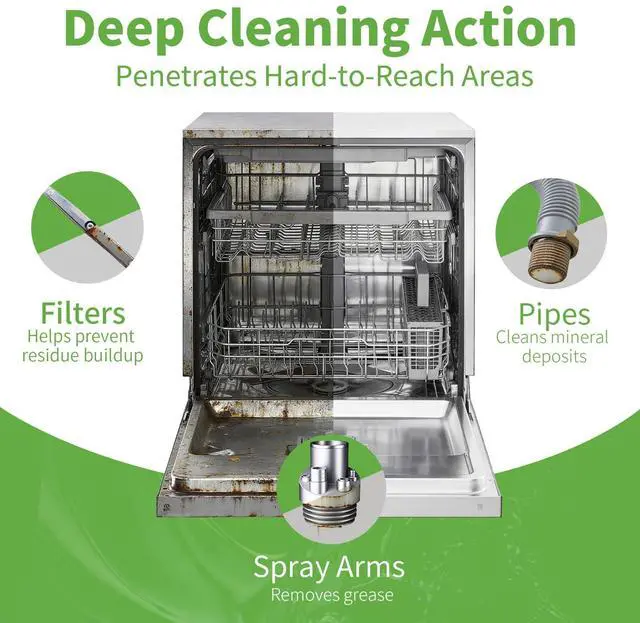 Alt view image 3 of 6 - Dishwasher Cleaner And Deodorizer 24 Pack, 1 Year Supply Dishwasher Cleaning Tablets, Descaler, Removes Limescale, Hard Water Marks, Grease and Odors, Lemon Scent