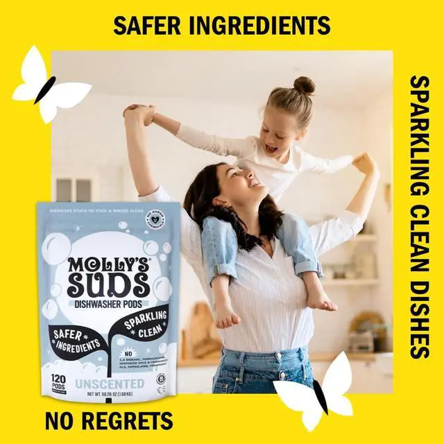 Alt view image 3 of 6 - Dishwasher Pods | Clean Dishwasher Detergent, Cuts Grease & Rinses Clean (Residue-Free) for Sparkling Dishes | 60 Auto-Release Tabs (Unscented)
