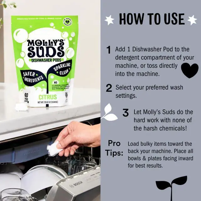 Alt view image 5 of 6 - Dishwasher Pods | Clean Dishwasher Detergent, Cuts Grease & Rinses Clean (Residue-Free) for Sparkling Dishes | 60 Auto-Release Tabs (Unscented)