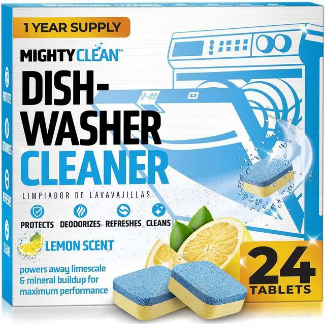 Main image of Dishwasher Cleaner And Deodorizer 24 Pack - 1 Year Supply Deep Clean Dishwasher Cleaner Tablets, Septic Safe Dishwasher Cleaning Tablets, Dish Washer Cleaner To Remove Limescale, Mineral Buildup, Odor