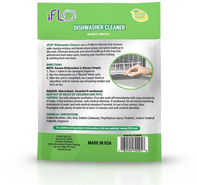 Alt view image 2 of 5 - Dishwasher Cleaner Tablets with iFLObiotic Deep Cleaning Dishwasher and Deodorizer Tablets to Eliminate Dish Washer Odor, Remove Residue & Freshen Dish Washer Machine Cleaner, 6 Pack