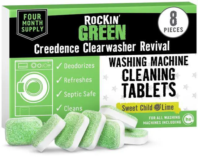 Main image of Deep Cleaning and Deodorizing Tablets for Dishwashers, Washing Machines, and Garbage Disposals, Removes Odor and Residue (Washing Machine Cleaning Tablets, 8 Pack)
