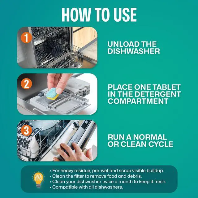 Alt view image 3 of 5 - Dishwasher Cleaner and Deodorizer Tablets, 24 Pack Dishwasher Cleaning Tablets for Odor and Buildup Removal, Descaler - 1-Year Supply