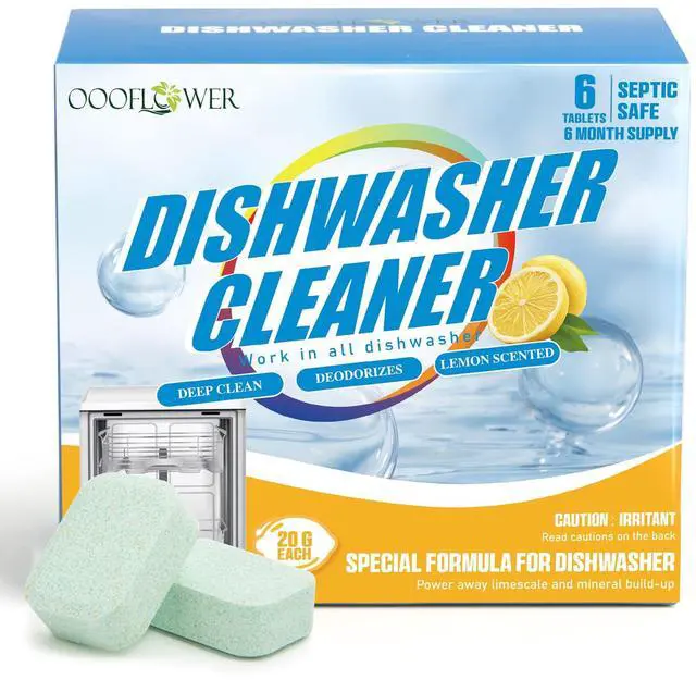 Main image of 6-Pack Dishwasher Detergent and Deodorizer Tablets, Deep Clean Formula, Dishwasher Safe, Removes Scale, Odors, and Hard Water Residue (Lemon Scent)