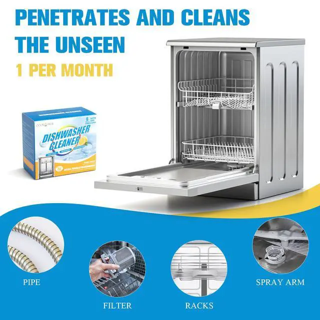 Alt view image 5 of 7 - 6-Pack Dishwasher Detergent and Deodorizer Tablets, Deep Clean Formula, Dishwasher Safe, Removes Scale, Odors, and Hard Water Residue (Lemon Scent)