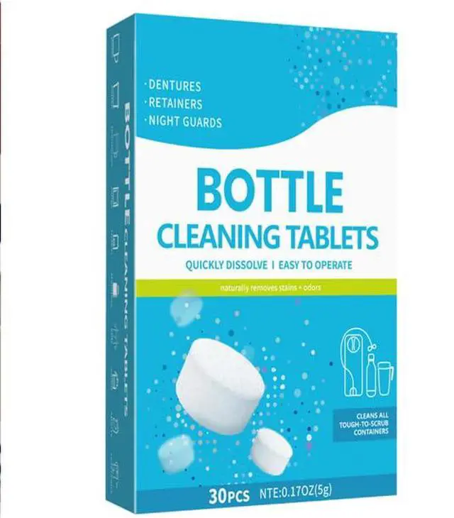 Alt view image 7 of 7 - 30 Pack Bottle Bright Cleaning Tablets,Water Bottle Cleaner,Removing Limescale and Tea Stains,For Water Bottle,Coffee Pot,Glass,Tumbler,Stainless,Also Can Clean Dentures,It's Multipurpose Cleaner